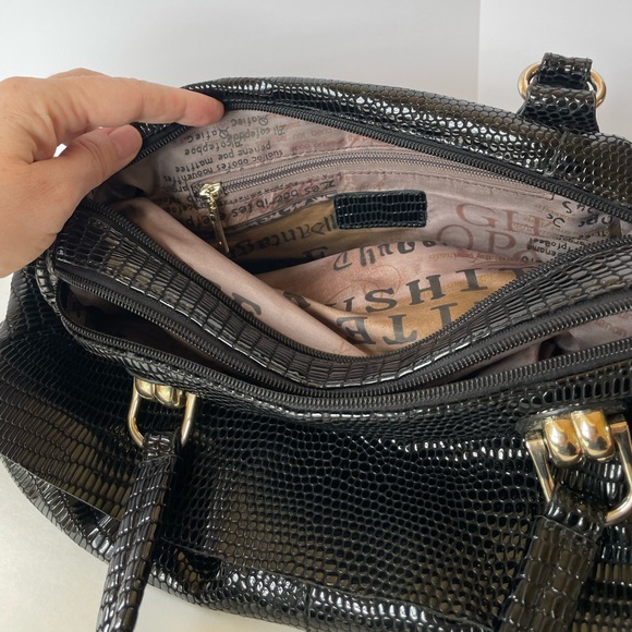 Kushite‎ black faux python snakeskin handbag - Picture 10 of 14